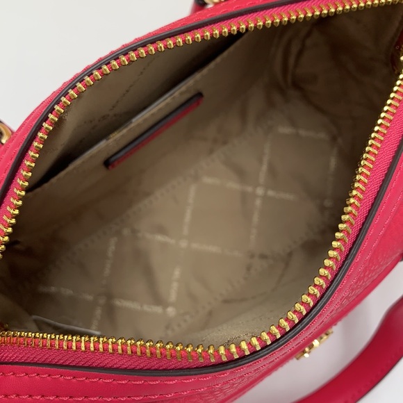 Michael Kors Travel Small Duffle Leather Crossbody Satchel Electric Pink NWT - Picture 8 of 15